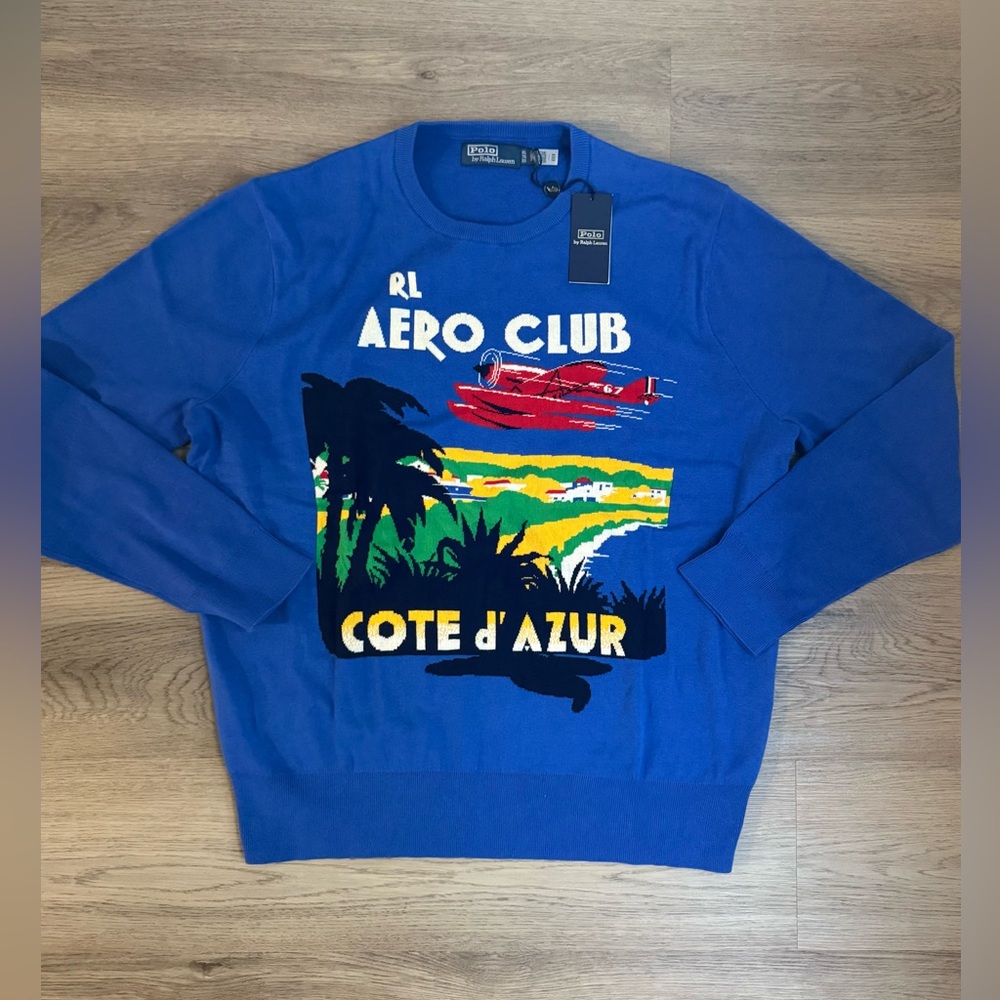 *NWT* Polo Ralph Lauren Aero Club Cote D’Azure Knit Sweater  Size XL